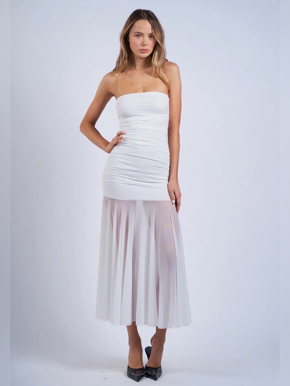 Ruby and Jenna Strapless White Dress